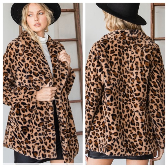 23 Fabulous Leopard Soft Faux Fur Open Draped Jacket - Picture 4 of 6